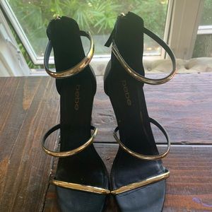 Bebe gold strappy stilettos